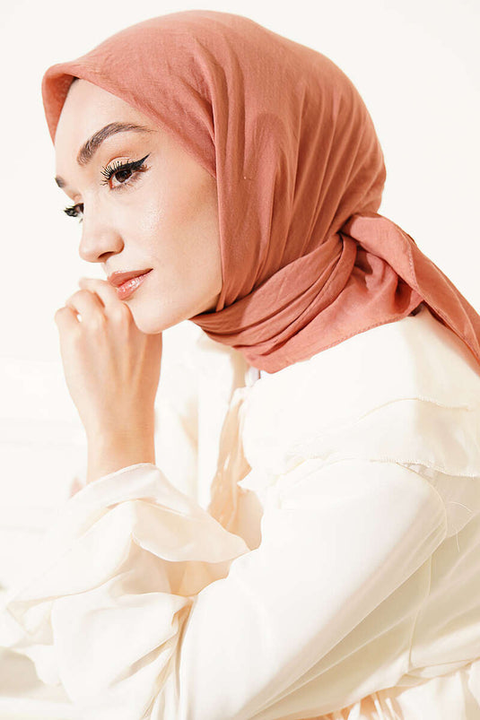 Foulard fin en coton série Aya couleur vieux rose