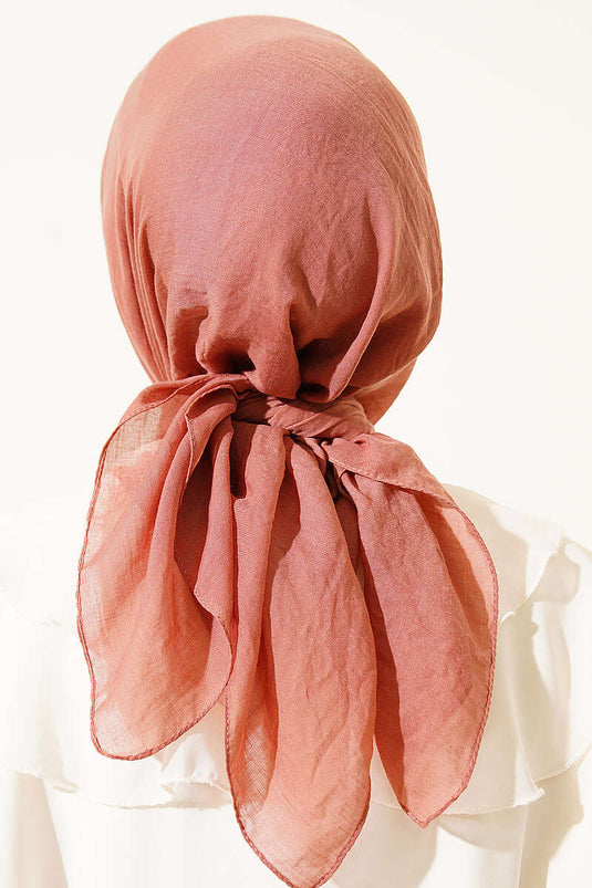 Foulard fin en coton série Aya couleur vieux rose