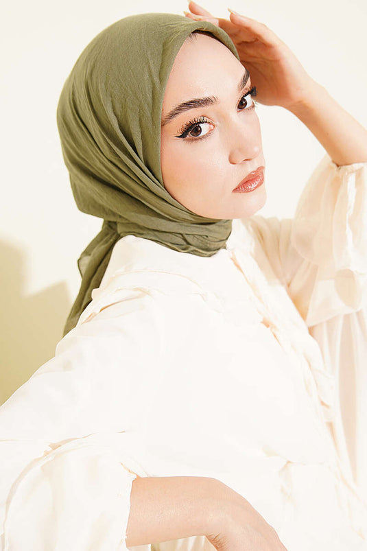 Aya Serie Dünnes Baumwoll-Hijab in Khaki