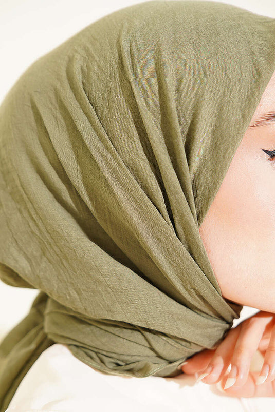 Aya Serie Dünnes Baumwoll-Hijab in Khaki