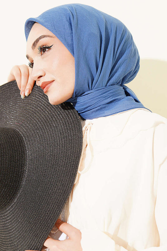 سلسلة آية وشاح قطن رقيق نيلي