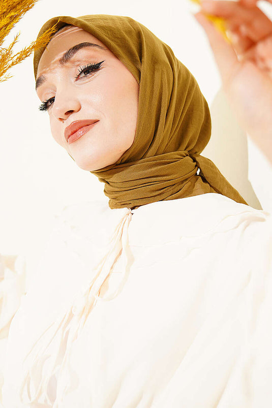 Aya Serie Sciarpa Sottile in Cotone Verde Henna
