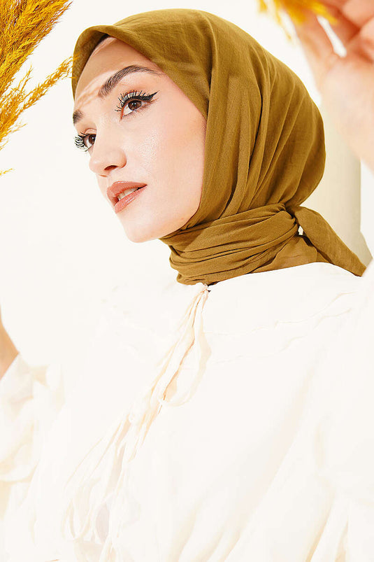 Aya Serie Sciarpa Sottile in Cotone Verde Henna