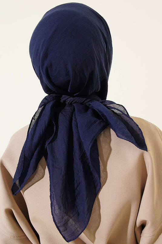 Foulard fin en coton série Aya bleu marine