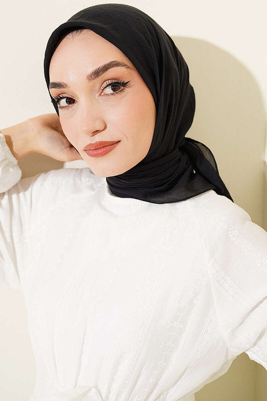 Foulard fin en coton série Aya noir