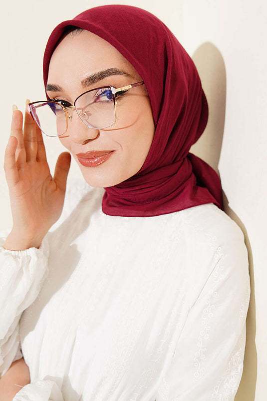 آية سيريسي وشاح قطني رقيق لون كرز