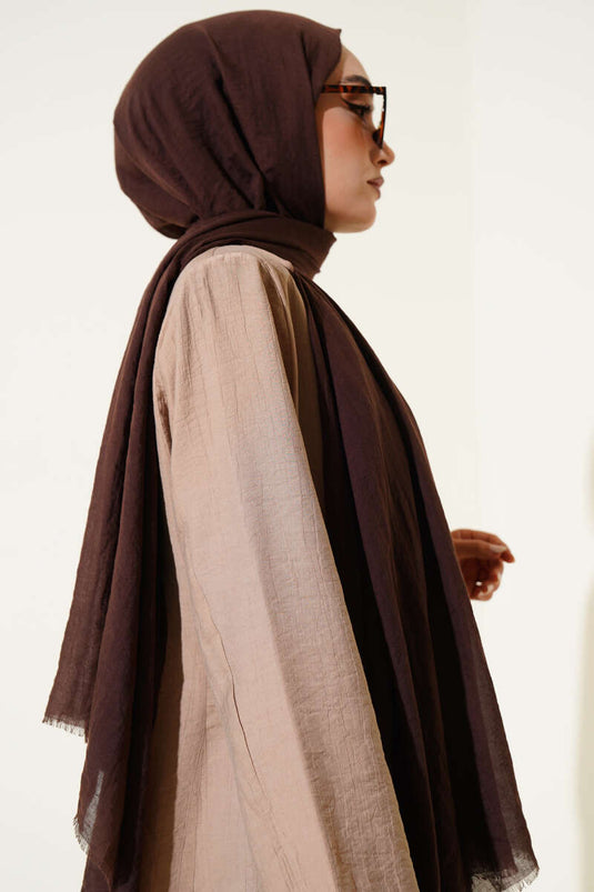 Aya Series Thin Cotton Scarf Dark Brown -29
