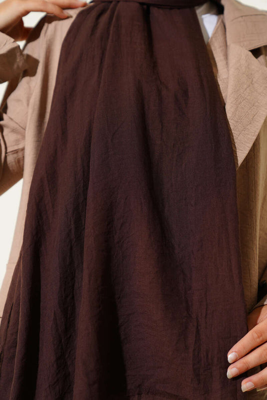 Écharpe Fine En Coton Marron Foncé Aya Series -29