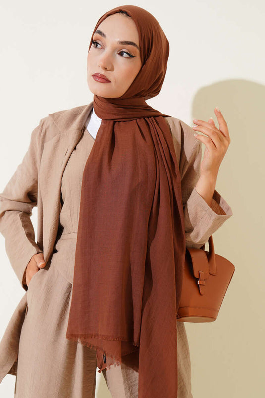 Écharpe fine en coton marron clair de la série Aya -168