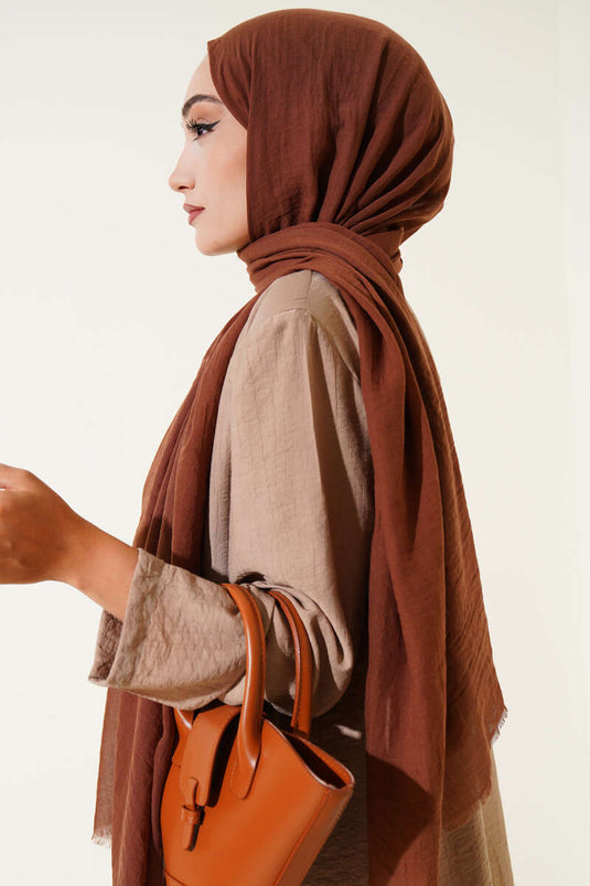 Écharpe fine en coton marron clair de la série Aya -168