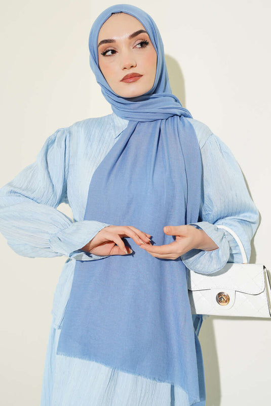 Aya Serie Sciarpa Sottile in Cotone Azzurro Bebè