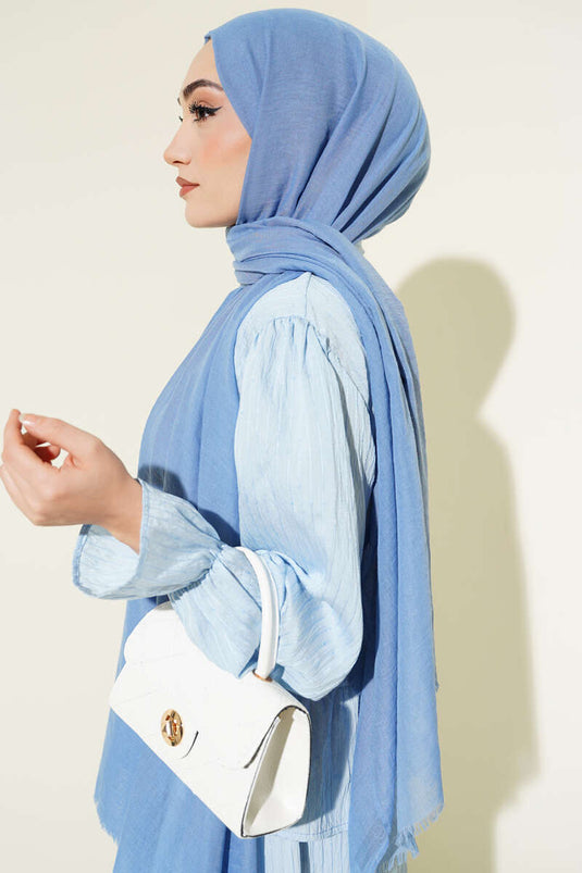 Aya Serie Sciarpa Sottile in Cotone Azzurro Bebè
