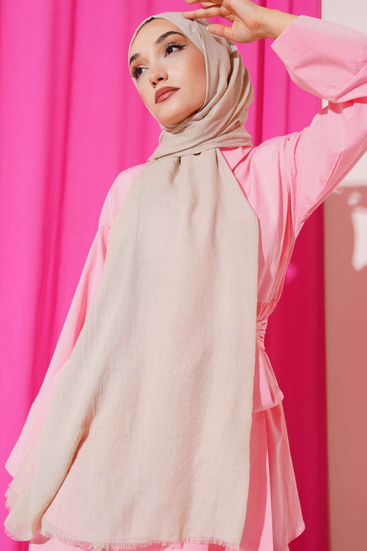 Écharpe fine en coton beige de la série Aya -174