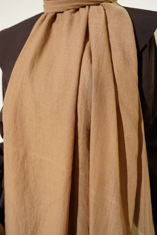 Aya Serisi İnce Pamuk Şal Camel -28