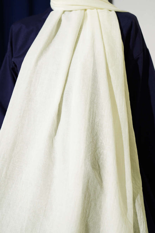 Aya Series Thin Cotton Scarf, Ecru - 32