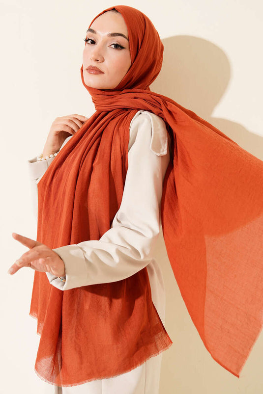 Aya Serisi İnce Pamuk Şal Kiremit -98