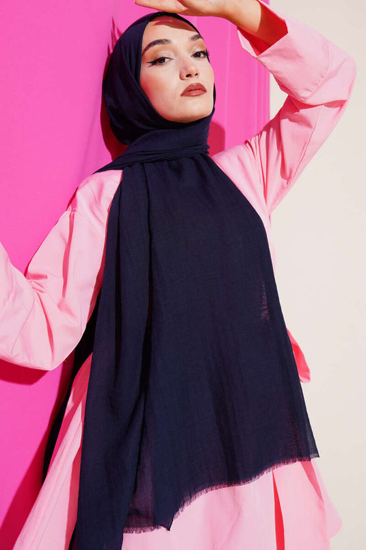 وشاح قطني رقيق من سلسلة آيا، لون كحلي -167