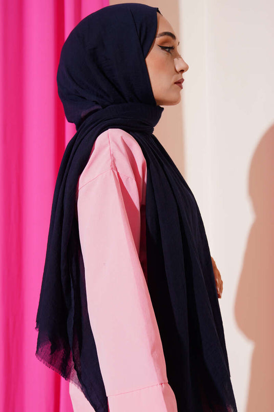 وشاح قطني رقيق من سلسلة آيا، لون كحلي -167