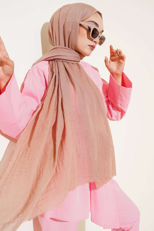 Aya Serisi İnce Pamuk Şal Latte -136