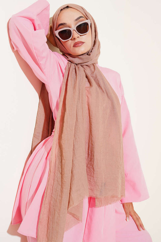 Aya Serisi İnce Pamuk Şal Latte -136