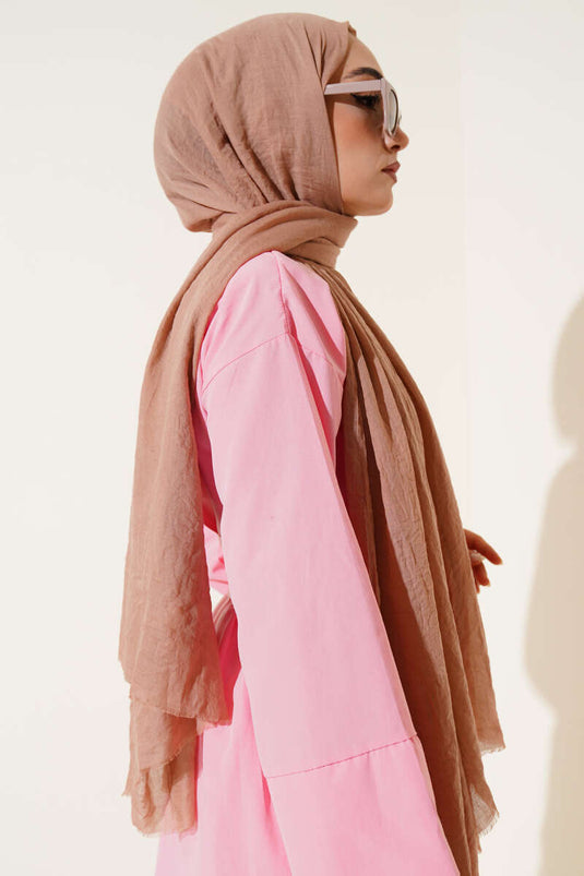 Aya Serisi İnce Pamuk Şal Latte -136