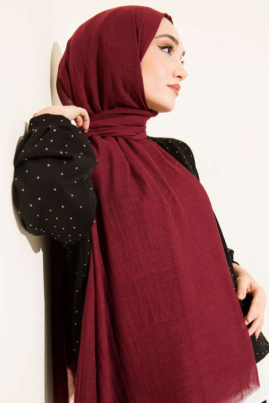 سلسلة آية شال قطني رقيق لون عنابي -04