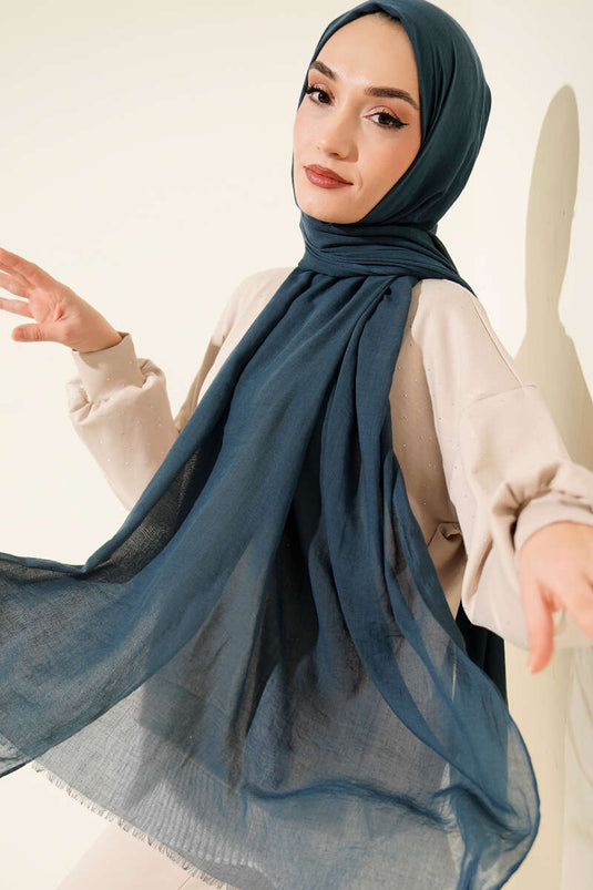 شال قطني رقيق من سلسلة آيا، لون أخضر نفطي -35