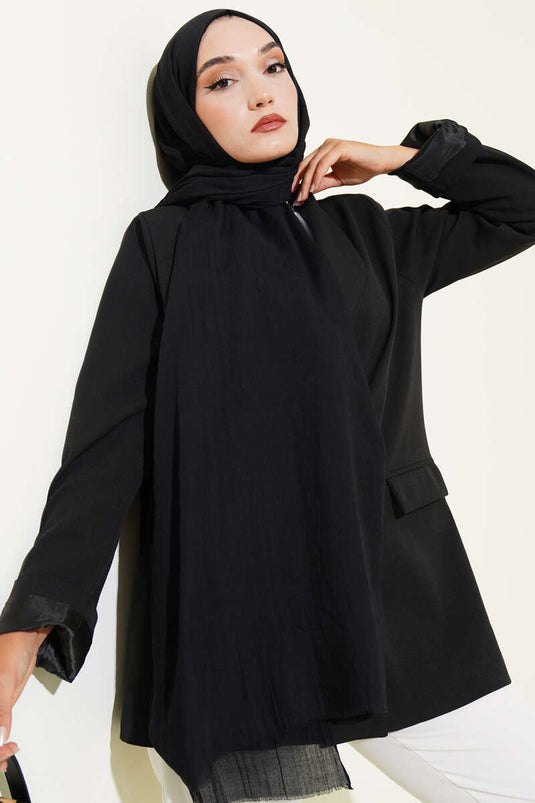 Aya Series Dünner Baumwollschal Schwarz -2