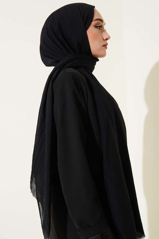 Aya Series Dünner Baumwollschal Schwarz -2