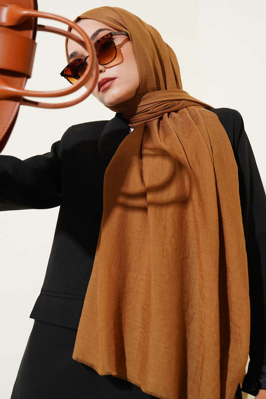 Écharpe fine en coton beige de la série Aya -11