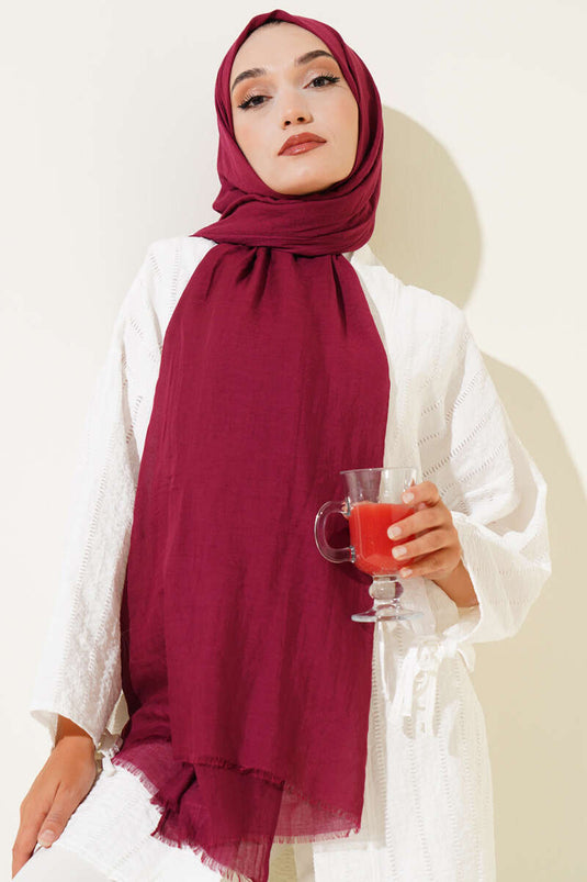 Aya Series Dünner Baumwollschal Kirschrot -62