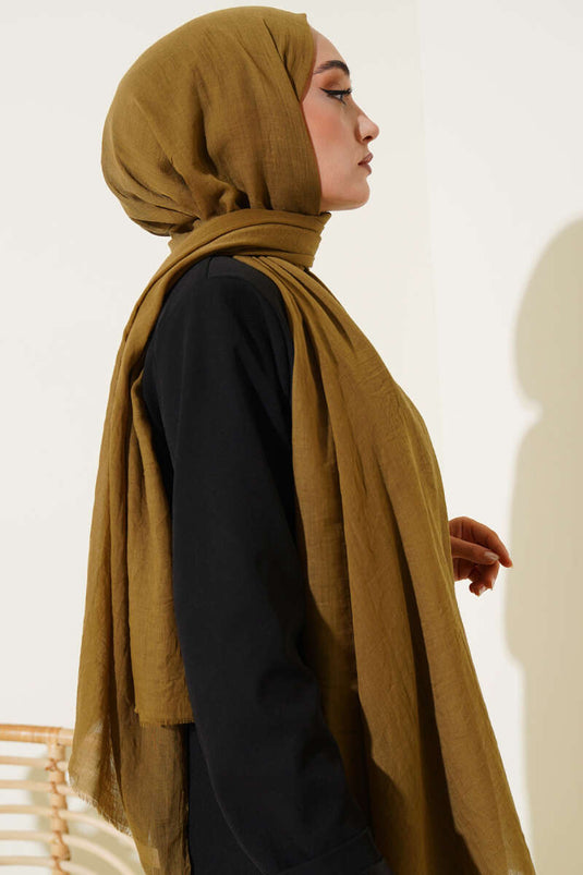 وشاح قطني رقيق من سلسلة آيا، لون أخضر زيتوني