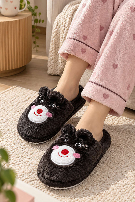 Bruine Beer Patroon Huis Slippers