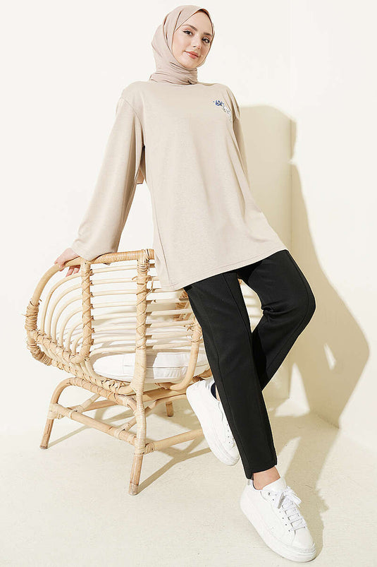Tunica Loyşa con Ricamo Orsetto Beige