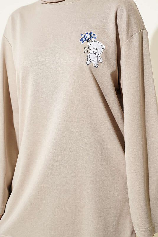 Tunica Loyşa con Ricamo Orsetto Beige