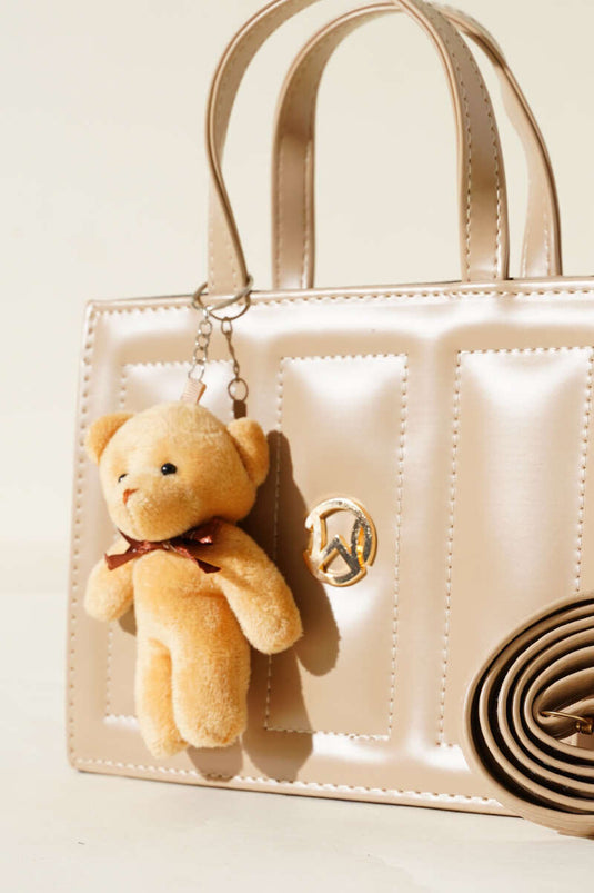 Teddy Bear Stitched Square Bag Latte