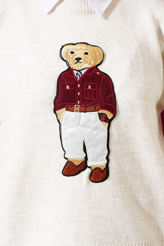 Teddy Bear Knit Sweater Beige