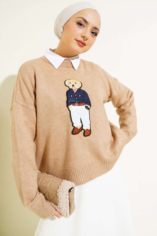 Teddy Bear Knit Sweater Biscuit