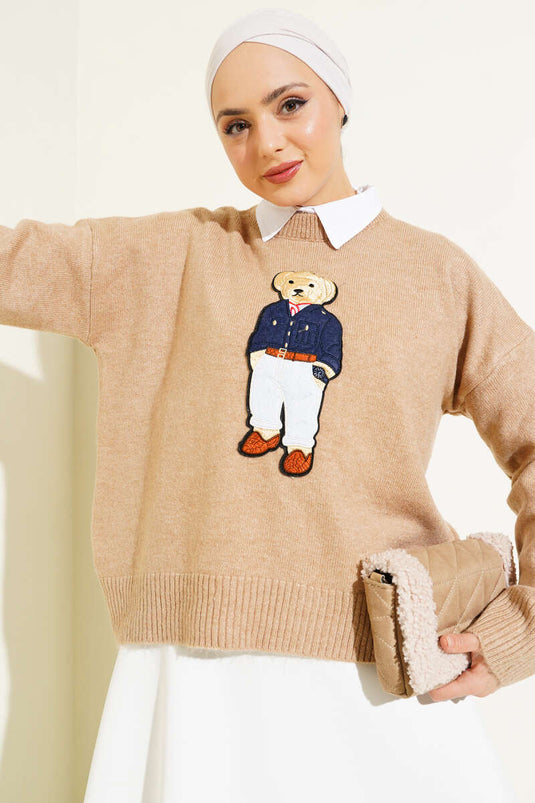 Teddy Bear Knit Sweater Biscuit