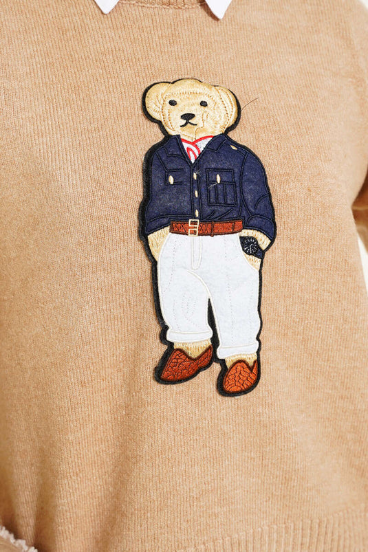 Teddy Bear Knit Sweater Biscuit