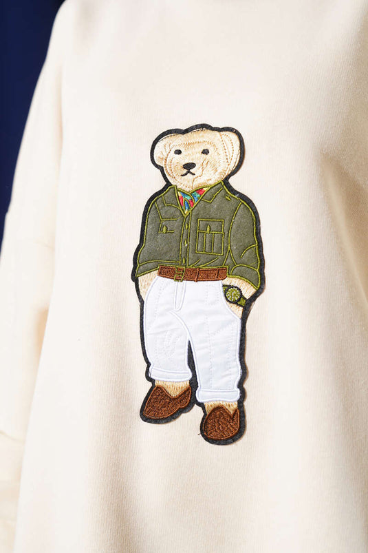 Teddy Bear Dreifädiges Oversize-Sweatshirt Beige