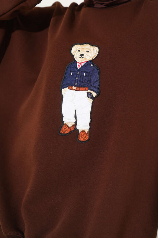 Teddybär-Sweatshirt mit drei Fäden in Übergröße, Braun