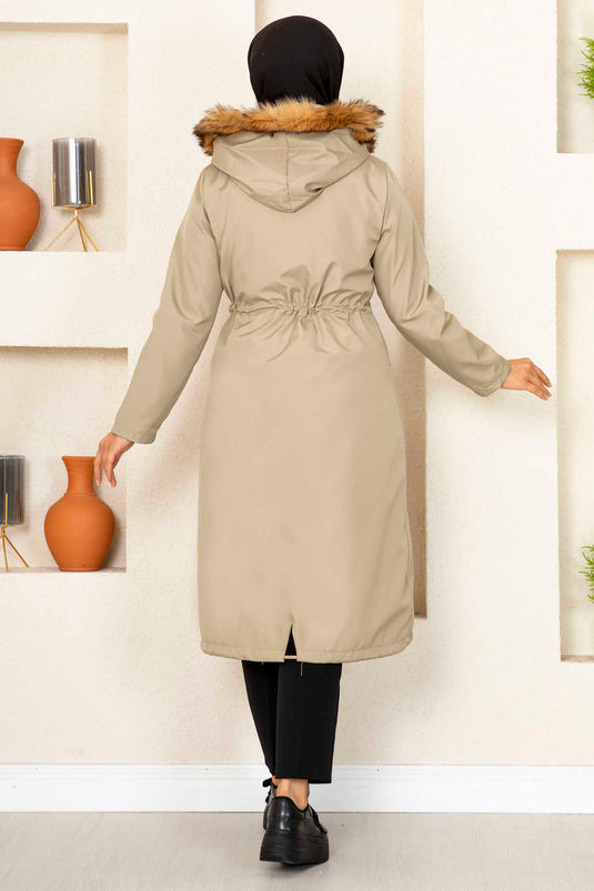 Ayla Tunnel Belted Modest Coat Stone