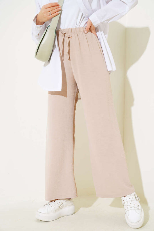 Pantalon Taille Élastique Ayrobin Beige