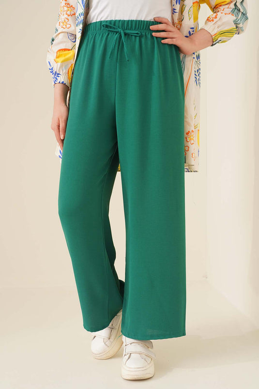 Pantalon Taille Élastique Ayrobin Vert Émeraude