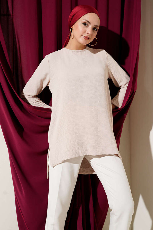 Ayrobin Duble Kol Tunik Bej