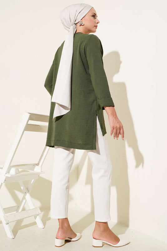 Ayrobin Tunika mit zwei Ärmeln, Khaki