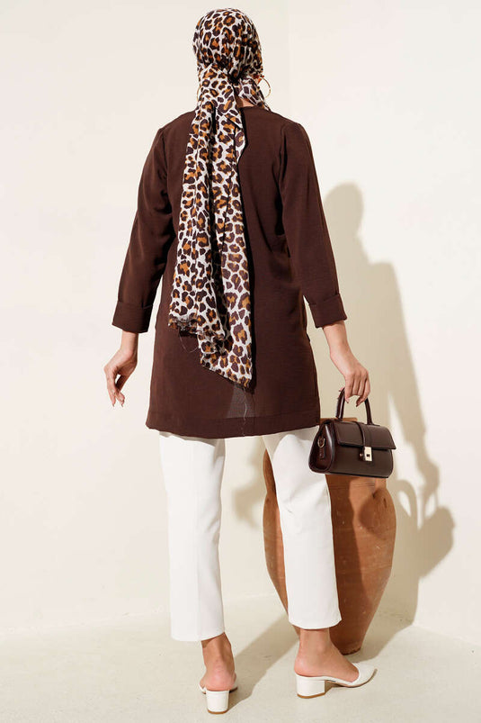 Ayrobin Duble Kol Tunik Kahve