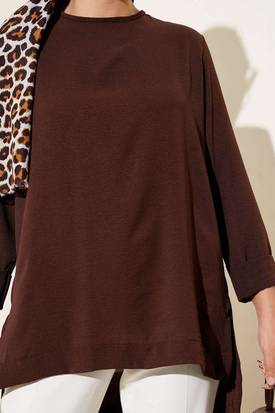 Ayrobin Duble Kol Tunik Kahve