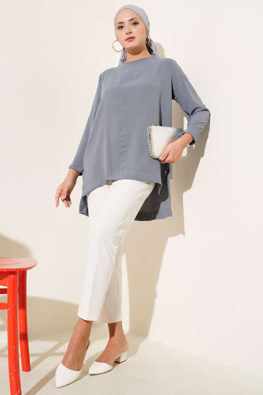 Ayrobin Duble Kol Tunik Kayrak Grisi